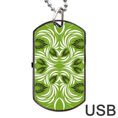 Folk Flowers Print Floral Pattern Ethnic Art Dog Tag Usb Flash (two Sides) by Eskimos