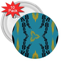 Folk Flowers Print Floral Pattern Ethnic Art 3  Buttons (10 Pack)  by Eskimos