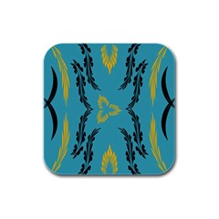 Folk Flowers Print Floral Pattern Ethnic Art Rubber Square Coaster (4 Pack) by Eskimos