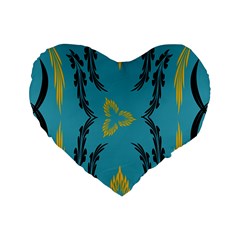 Folk Flowers Print Floral Pattern Ethnic Art Standard 16  Premium Flano Heart Shape Cushions by Eskimos