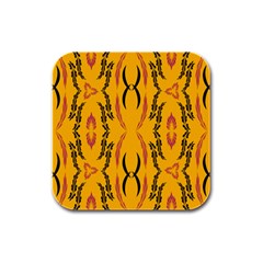 Folk Flowers Print Floral Pattern Ethnic Art Rubber Square Coaster (4 Pack) by Eskimos