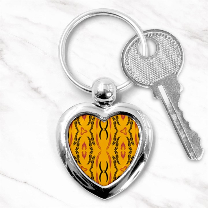 Folk flowers print Floral pattern Ethnic art Key Chain (Heart)