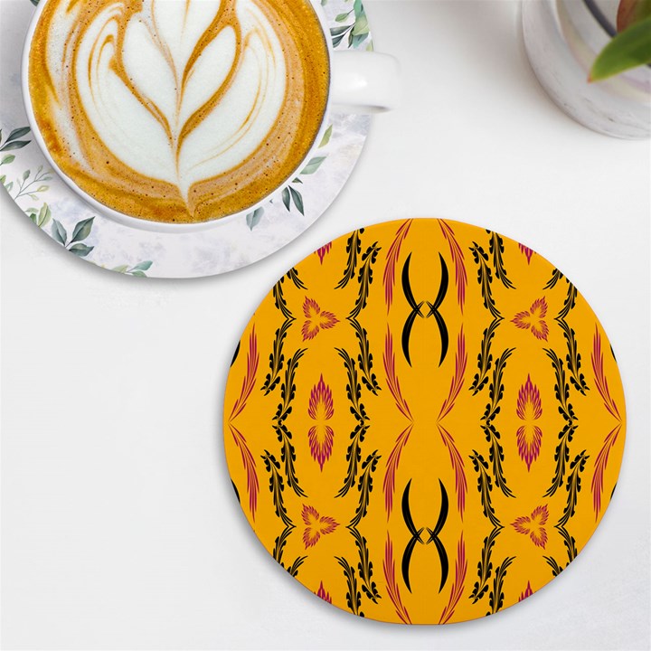 Folk flowers print Floral pattern Ethnic art UV Print Round Tile Coaster