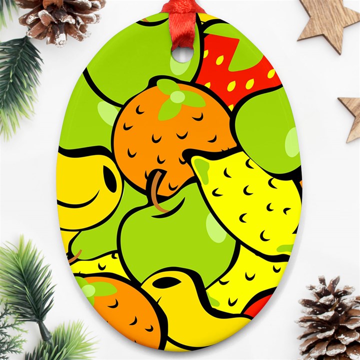 Fruit Food Wallpaper Oval Ornament (Two Sides)