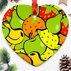 Fruit Food Wallpaper Heart Ornament (two Sides)