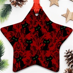 Halloween Goth Cat Pattern in Blood Red Ornament (Star)