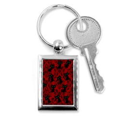 Halloween Goth Cat Pattern in Blood Red Key Chain (Rectangle)