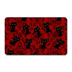 Halloween Goth Cat Pattern In Blood Red Magnet (rectangular) by NerdySparkleGoth