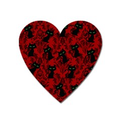 Halloween Goth Cat Pattern in Blood Red Heart Magnet