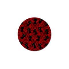 Halloween Goth Cat Pattern in Blood Red Golf Ball Marker