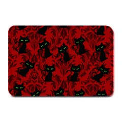 Halloween Goth Cat Pattern In Blood Red Plate Mats by NerdySparkleGoth