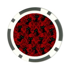 Halloween Goth Cat Pattern in Blood Red Poker Chip Card Guard