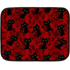 Halloween Goth Cat Pattern in Blood Red Fleece Blanket (Mini)