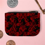 Halloween Goth Cat Pattern in Blood Red Mini Coin Purse Back