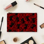 Halloween Goth Cat Pattern in Blood Red Cosmetic Bag (Medium) Front