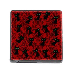 Halloween Goth Cat Pattern in Blood Red Memory Card Reader (Square 5 Slot)