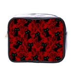 Halloween Goth Cat Pattern in Blood Red Mini Toiletries Bag (One Side) Front