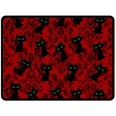 Halloween Goth Cat Pattern in Blood Red Fleece Blanket (Large) 