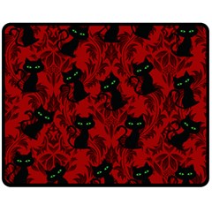 Halloween Goth Cat Pattern in Blood Red Fleece Blanket (Medium) 