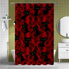 Halloween Goth Cat Pattern in Blood Red Shower Curtain 48  x 72  (Small) 