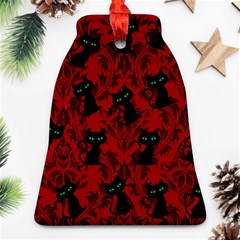 Halloween Goth Cat Pattern In Blood Red Bell Ornament (two Sides) by NerdySparkleGoth