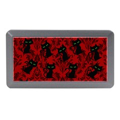 Halloween Goth Cat Pattern In Blood Red Memory Card Reader (mini) by NerdySparkleGoth