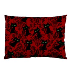 Halloween Goth Cat Pattern In Blood Red Pillow Case (two Sides) by NerdySparkleGoth