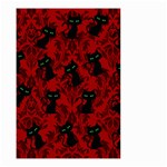 Halloween Goth Cat Pattern in Blood Red Small Garden Flag (Two Sides) Back