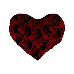 Halloween Goth Cat Pattern in Blood Red Standard 16  Premium Heart Shape Cushions