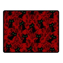 Halloween Goth Cat Pattern in Blood Red Double Sided Fleece Blanket (Small) 