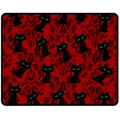 Halloween Goth Cat Pattern In Blood Red Double Sided Fleece Blanket (medium)  by NerdySparkleGoth