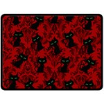 Halloween Goth Cat Pattern in Blood Red Double Sided Fleece Blanket (Large)  80 x60  Blanket Front