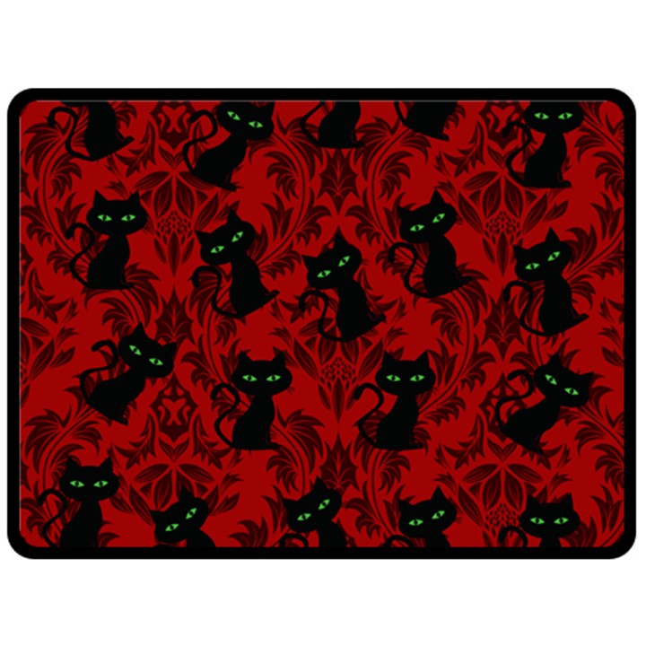 Halloween Goth Cat Pattern in Blood Red Double Sided Fleece Blanket (Large) 