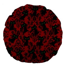 Halloween Goth Cat Pattern in Blood Red Large 18  Premium Flano Round Cushions