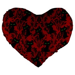 Halloween Goth Cat Pattern In Blood Red Large 19  Premium Flano Heart Shape Cushions by NerdySparkleGoth