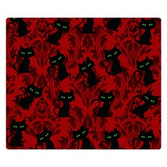 Halloween Goth Cat Pattern In Blood Red Double Sided Flano Blanket (small)  by NerdySparkleGoth