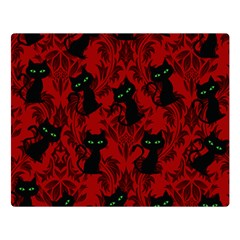 Halloween Goth Cat Pattern in Blood Red Double Sided Flano Blanket (Large) 