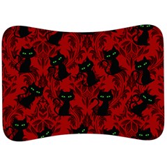 Halloween Goth Cat Pattern in Blood Red Velour Seat Head Rest Cushion