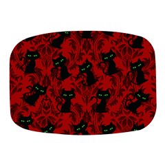 Halloween Goth Cat Pattern in Blood Red Mini Square Pill Box