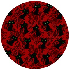 Halloween Goth Cat Pattern in Blood Red Wooden Bottle Opener (Round)