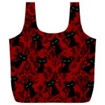 Halloween Goth Cat Pattern in Blood Red Full Print Recycle Bag (XXXL) Front