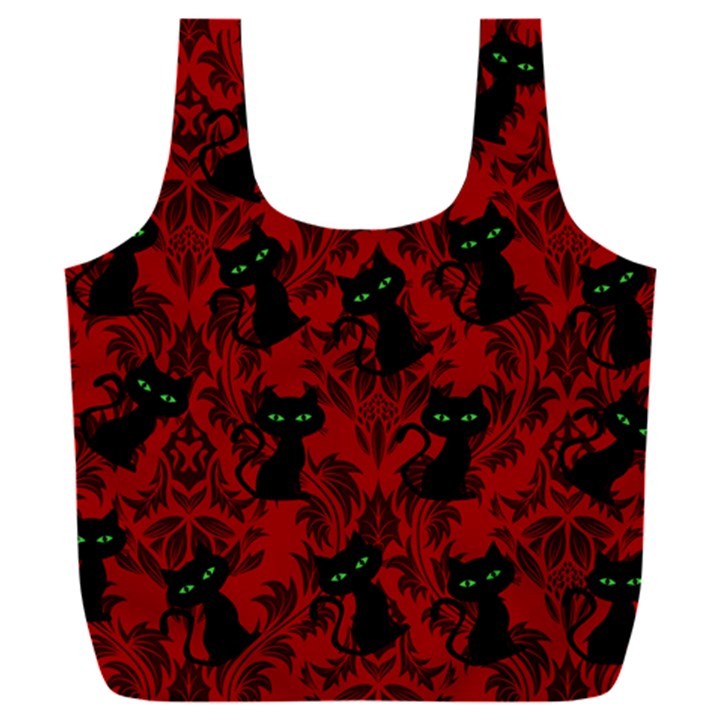 Halloween Goth Cat Pattern in Blood Red Full Print Recycle Bag (XXXL)