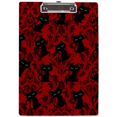 Halloween Goth Cat Pattern In Blood Red A4 Clipboard by NerdySparkleGoth