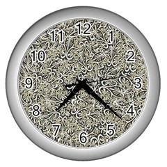 Intricate Ornate Pattern Wall Clock (silver)