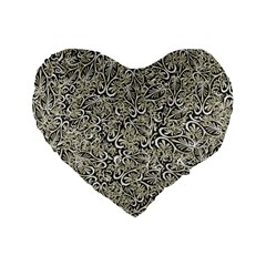 Intricate Ornate Pattern Standard 16  Premium Heart Shape Cushions by dflcprintsclothing