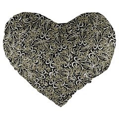 Intricate Ornate Pattern Large 19  Premium Heart Shape Cushions