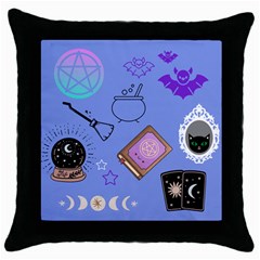 Pastel Goth Witch Blue Throw Pillow Case (black) by NerdySparkleGoth