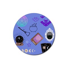 Pastel Goth Witch Blue Rubber Round Coaster (4 Pack) by NerdySparkleGoth