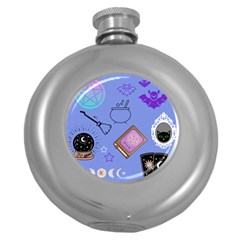 Pastel Goth Witch Blue Round Hip Flask (5 Oz) by NerdySparkleGoth