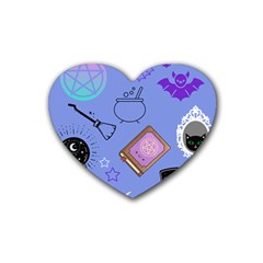 Pastel Goth Witch Blue Rubber Heart Coaster (4 Pack) by NerdySparkleGoth